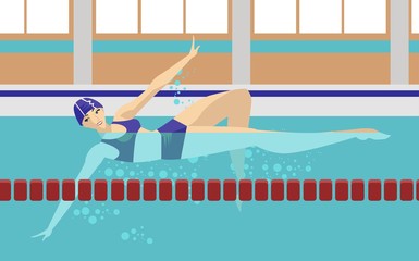 athletic woman swimming 