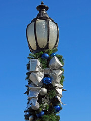 A beautifully decorated Lamppost for Christmas