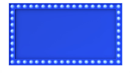 Blue Marquee light board sign retro on white background. 3d rendering