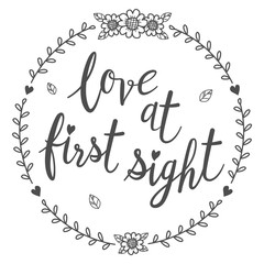 Love at First sight calligraphy isolated qoutes.