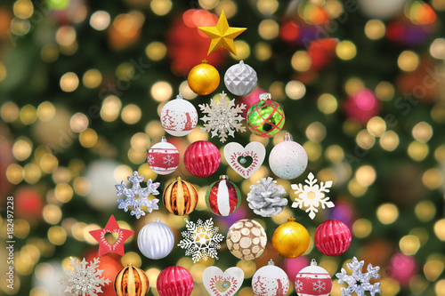 クリスマスオーナメントとイルミネーション背景素材 Wall Mural Rrice クリスマスオーナメントとイルミネーション背景素材 Wall Mural Rrice