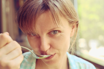 Woman and spoon