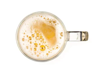 Foto op Plexiglas Mug of beer with bubble on glass isolated on white background top view © Love the wind