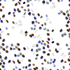 Black, delicious, fragrant, strong, tart coffee. Brown, fried, fresh grains. Fresh tea bag of black, green. Watercolor. Illustration