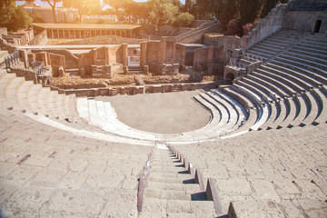 Ruins of a small amphitheater in Pompeii, Italy