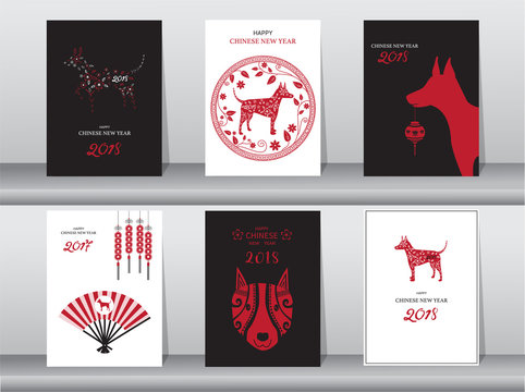 Collection of chinese new year cards,poster,template,greeting cards,animals,dog,Vector illustrations 