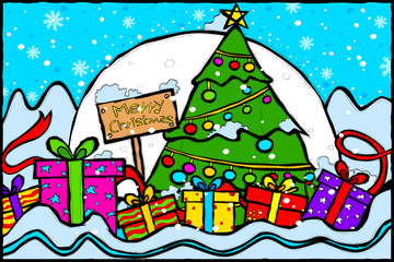Obraz na płótnie Canvas Merry Christmas and Happy New Year Holiday greetings background