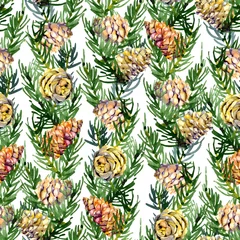 Nadelholz, Kiefer, Fichte, vegetativ, Wald, festlich, Neujahrshintergrund. Aquarell. Illustration