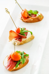 catering table with tapas