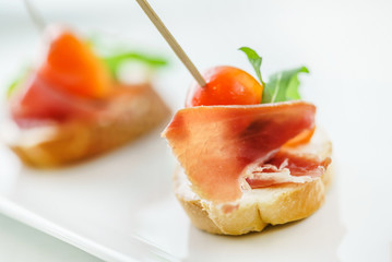 catering table with tapas