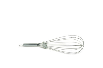 Stainless steel whisk isolated on white background