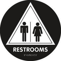 Restroom Sign triangle with braille