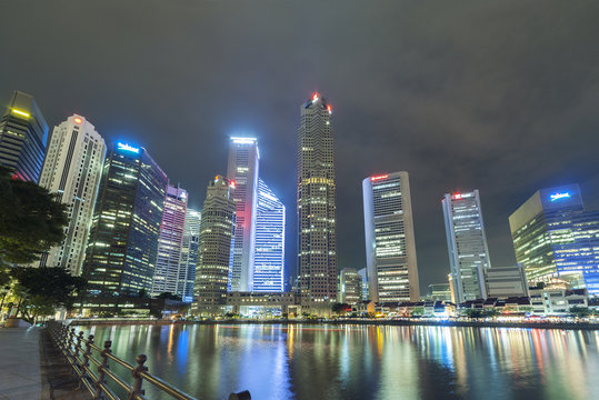 Skyline of Singapore city at night