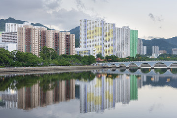 Fototapeta na wymiar Residential buildings in Hong Kong city