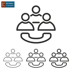Conference call - outline vector icon. Editable stroke.