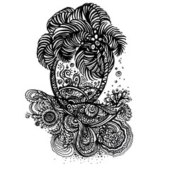 drawing pen palm tree abstraction