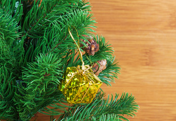 Christmas tree with gold gift
