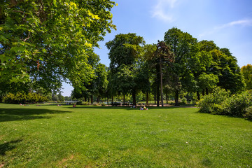Bois de Vincennes lawns on sunny day