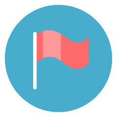 Obraz na płótnie Canvas Flag Icon Web Button On Round Blue Background Flat Vector Illustration