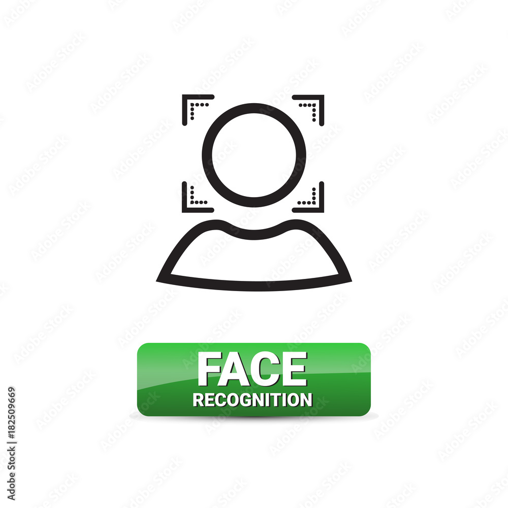 Poster face recognition button access control system scanning technology biometrical identification concept