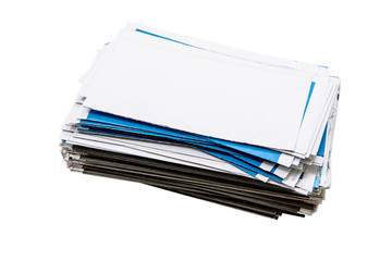 Stack of envelopes/letters isolated on white background