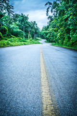 Obraz premium curve of asphalt road, North of thailand