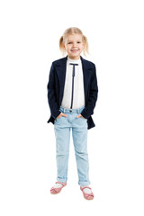 little girl isolated in white