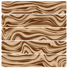 Five wooden boards. Vector abstract wood texture in flat design. 

