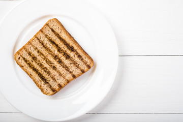 Top view of Healthy Sandwich toast on a wooden background