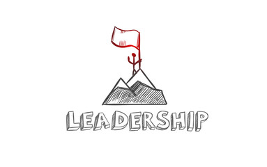 Leadership vector hand drawn Infographic concept. Business strategy, financial managament and office illustration