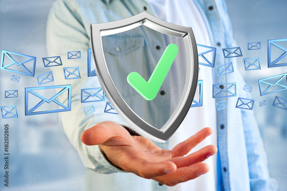 Poster shield symbol displayed on a futuristic interface - 3d rendering