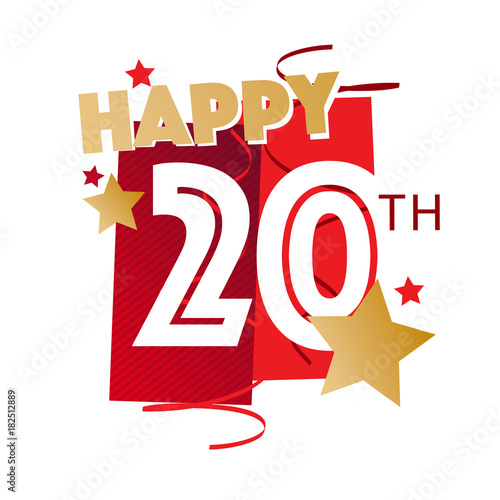"Happy 20th Birthday" Stock image and royalty-free vector files on