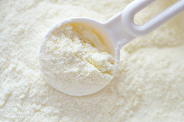 Powdered milk with spoon for baby