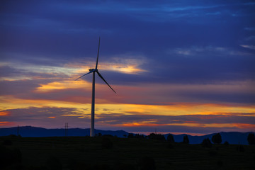 Wind turbines in the evening