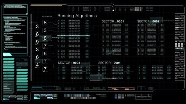Hi-tech user interface floating digital text and numbers display for background computer desktop screen display