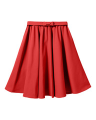 Red elegant skirt with ribbon bow isolated on white