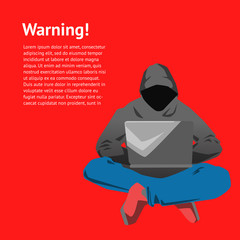 Warning hacker attack vector illustration design concept