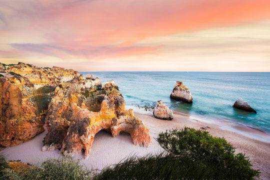 Sunset at Praia Dos Tres Irmaos, Algarve, Portugal