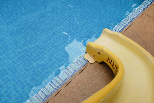 Swimming pool with slider for fun.