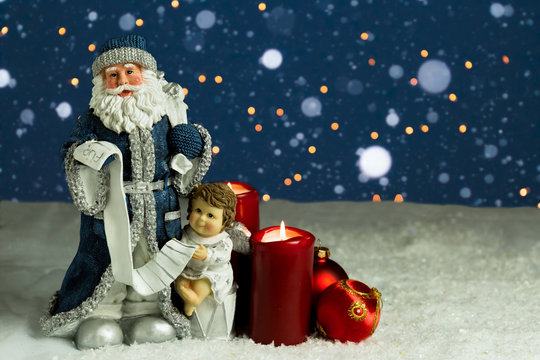  Advent mit Weihnachtsmann und Engel
