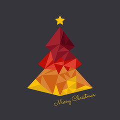 Abstract vector christmas tree triangle card design template. Christmas tree greeting card background.