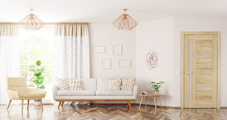 Living room interior 3d rendering