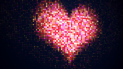 Pixelated heart shape on digital screen