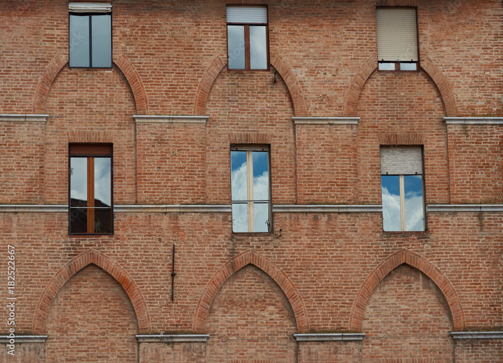 Wall mural details of piazza del campo.the historic centre of siena has been declared by unesco a world heritag