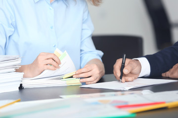 People working with documents in office