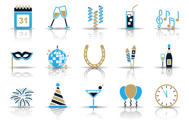 Silvester - Iconset in Blau und Gold