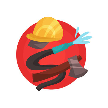 Fireman profession icon, firefighter elements cartoon vector Illustration