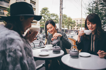 Group of japanese women spending time in Tokyo