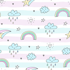 seamless clouds and stars pattern vector illustration