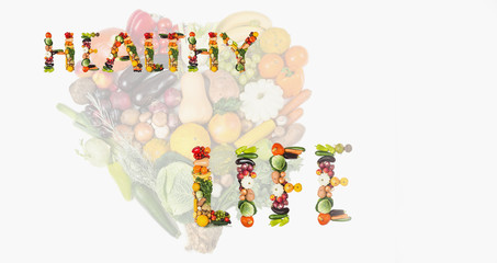 Fruits and vegetables are heart healthy. Heart of vegetables and fruits. The concept of healthy, fresh food